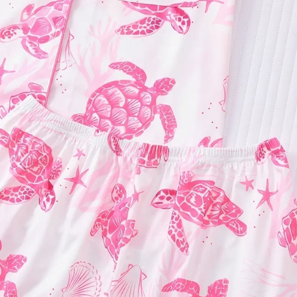Women's Pink Turtle Print Pajama Set - Picture 5 of 7